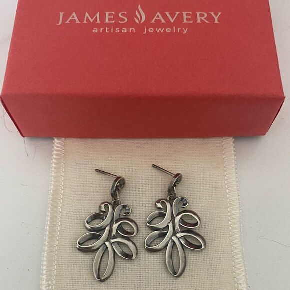 James Avery Retired Ribbon Earrings - Picture 1 of 7